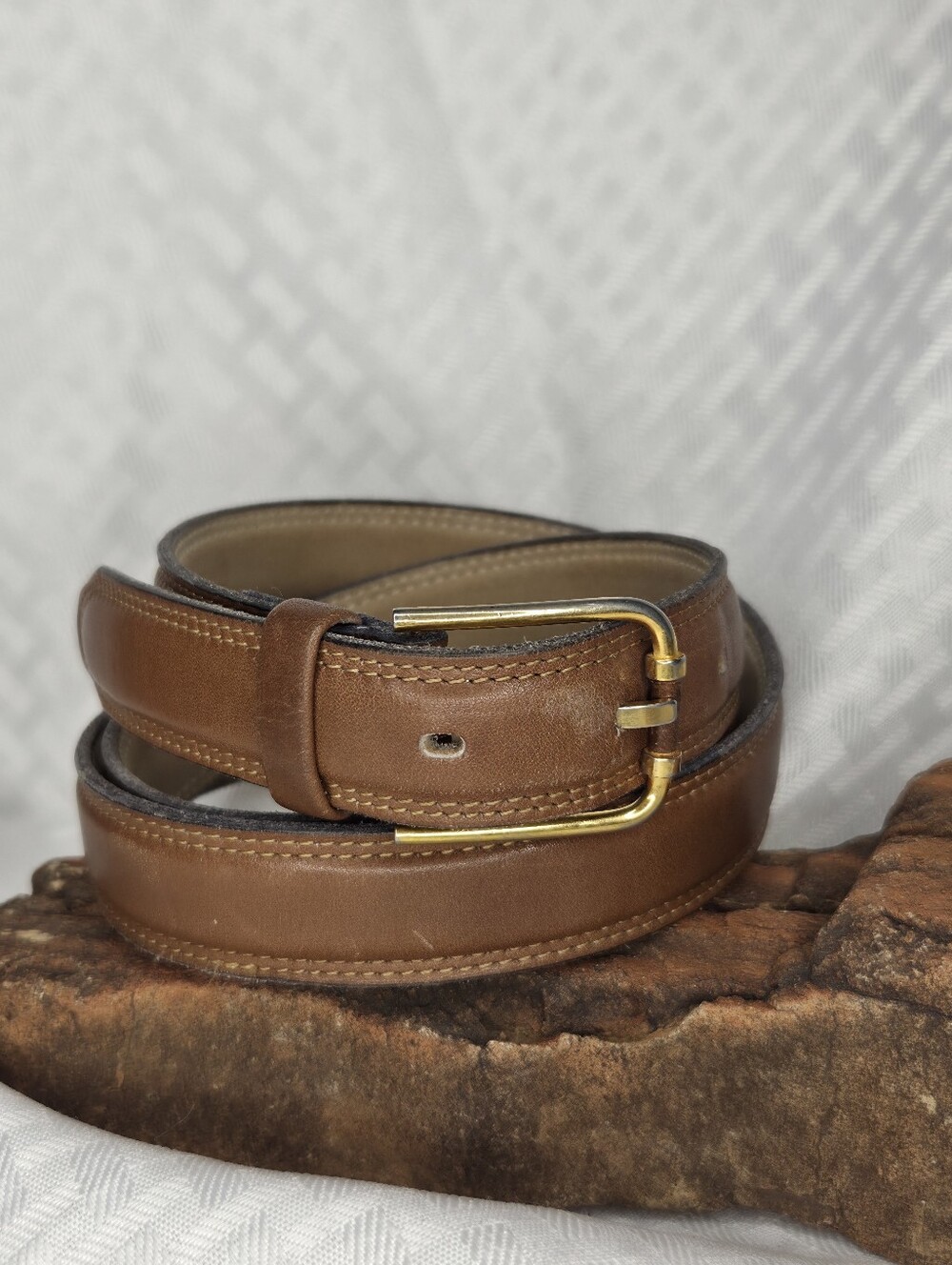 Vintage L'Aiglon France Anjoucalf Leather Dress Belt Size 38 Brown 7/8" Thin